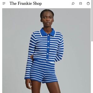 Frankie Shop Blue and white crochet cardigan -